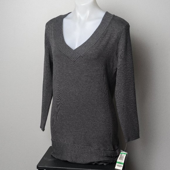 NWT Style & Co grey sweater with buckles - large - Picture 1 of 4